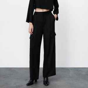 Zara WIDE LEG CARGO PANTS NWT